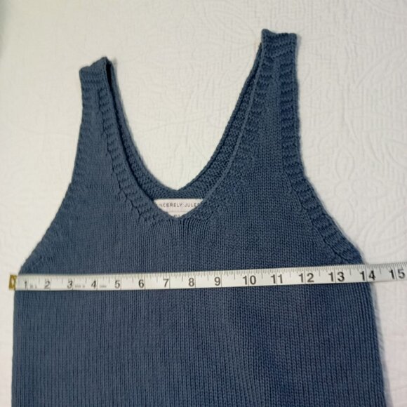 Sincerely Jules Blue Knit Sleeveless V-Neck Tank Top Size S Womens Apparel - Picture 6 of 6